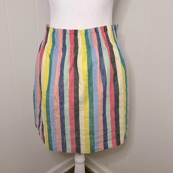 NWT J.Crew cotton and linen blend pastel stripped skirt size 6 - Picture 3 of 7